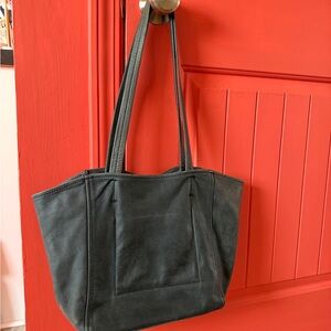 Vintage Soft Leather Black Tote Bag